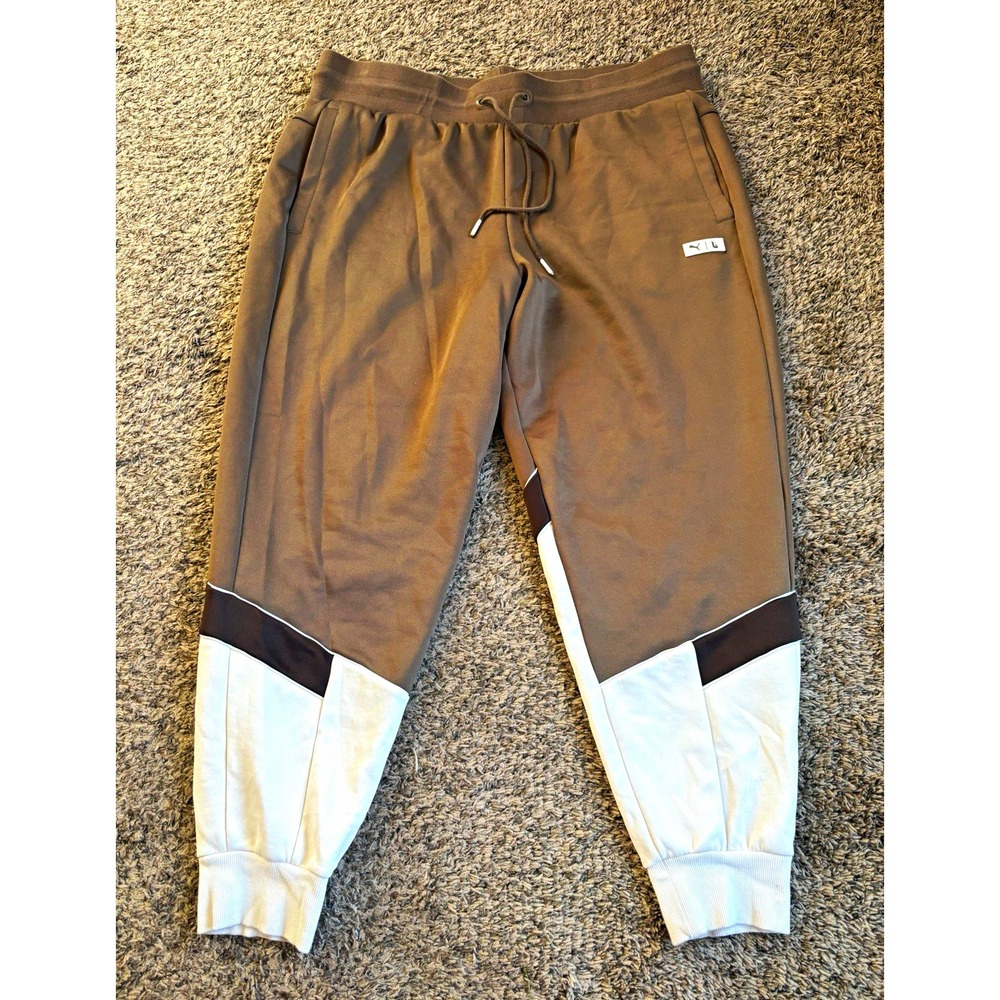 Puma x Lauren London MCS Track Pants Men's US size XXL Brown and Cream Joggers